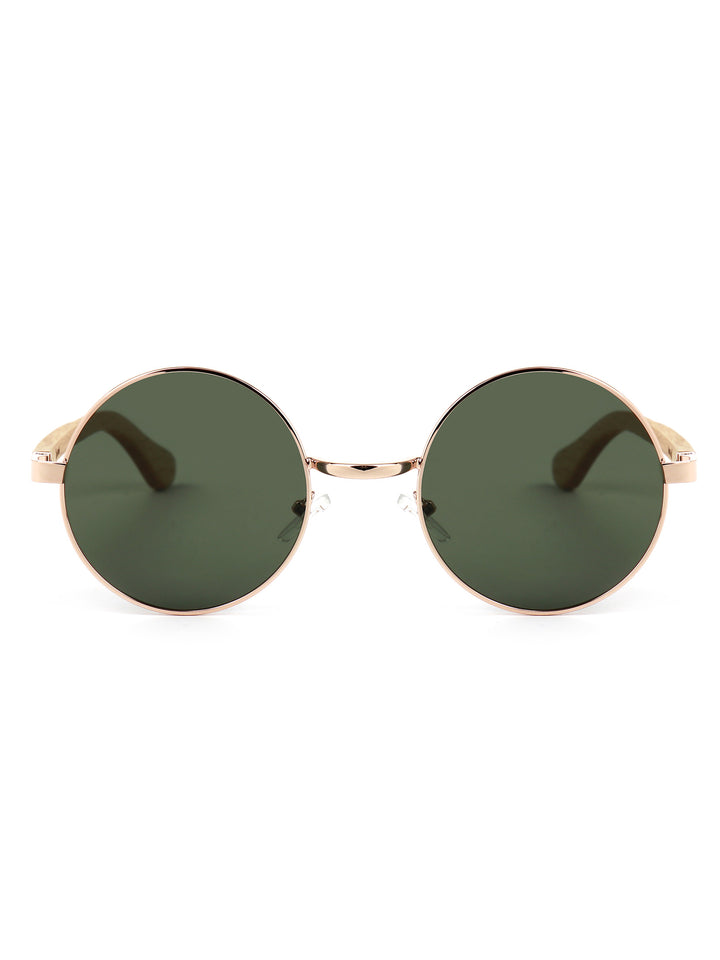 Qujami Round Metal x Wood Collection – Minimalist Retro Sunglasses