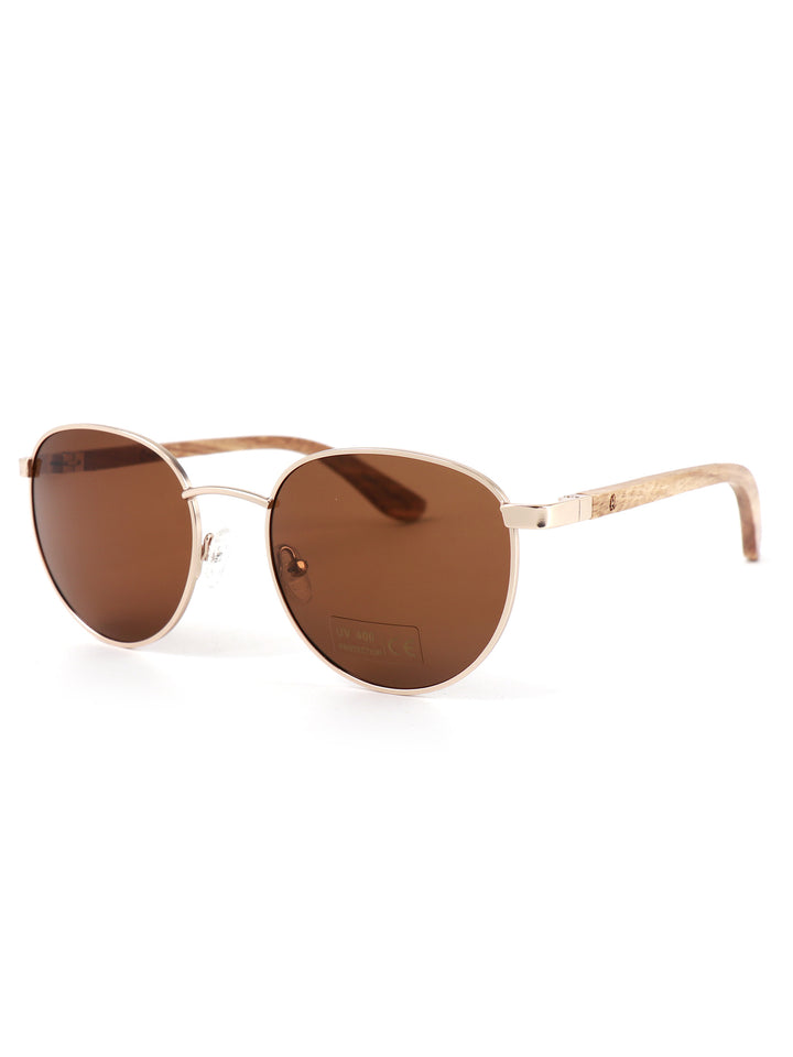 Jachai Metal x Wood Round Sunglasses – Premium Polarized Series