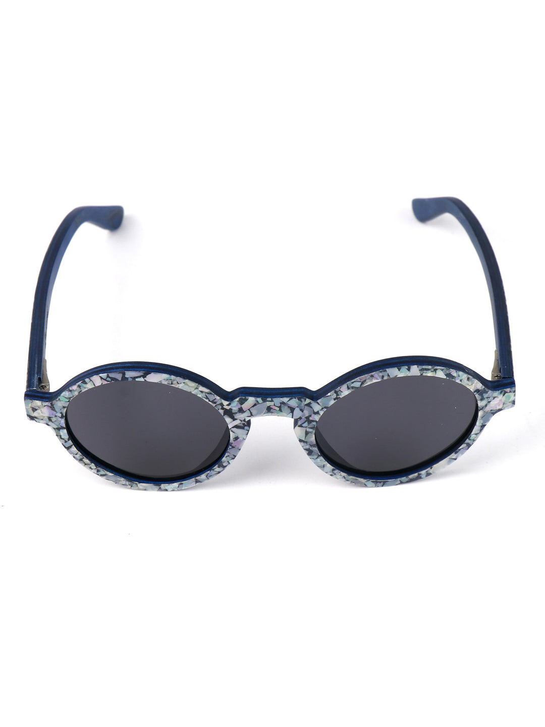 BlueShell Wood Sunglasses – Real Shell Inlay & Purple Polarized Lens