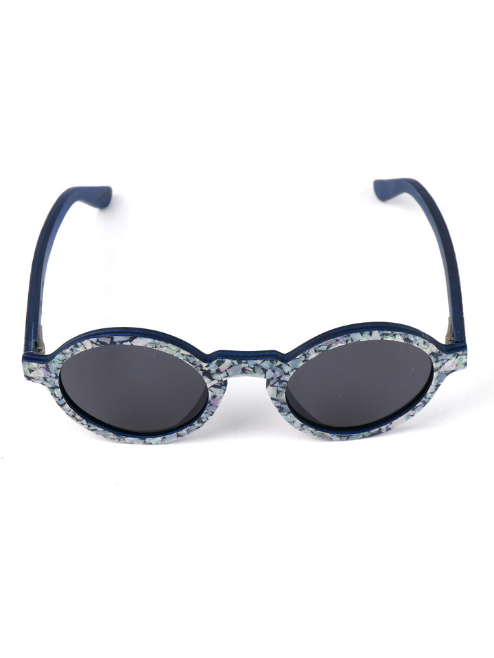 BlueShell Wood Sunglasses – Real Shell Inlay & Purple Polarized Lens