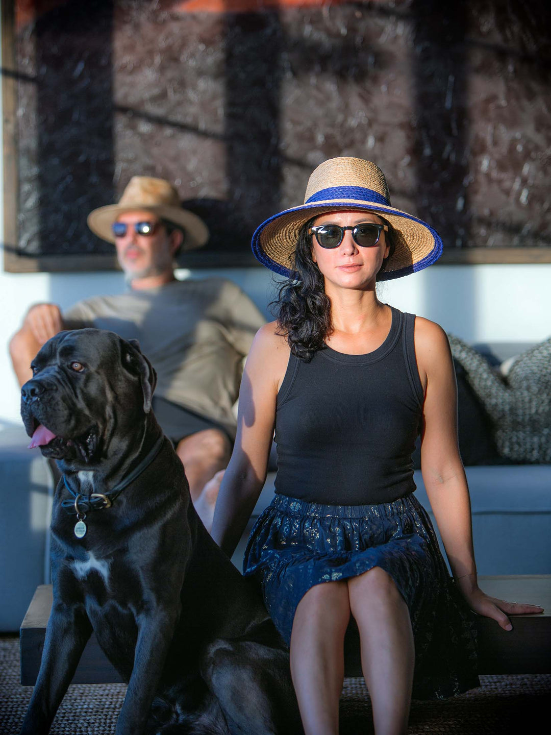 Natural Blue Raffia Hat | Wide Brim Straw Hat