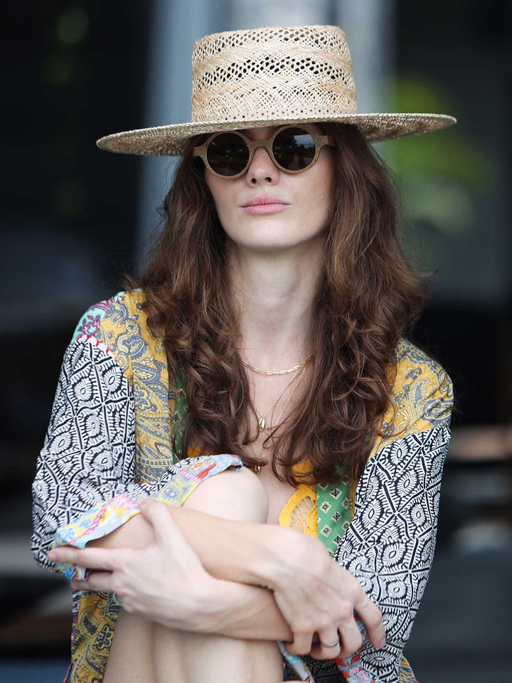 Stylish Bao straw Boater Hat | Mossant Paris | Rabi