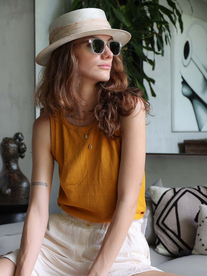 Ediva |  Boater Hat | 100% sisal hemp | Mossant Paris