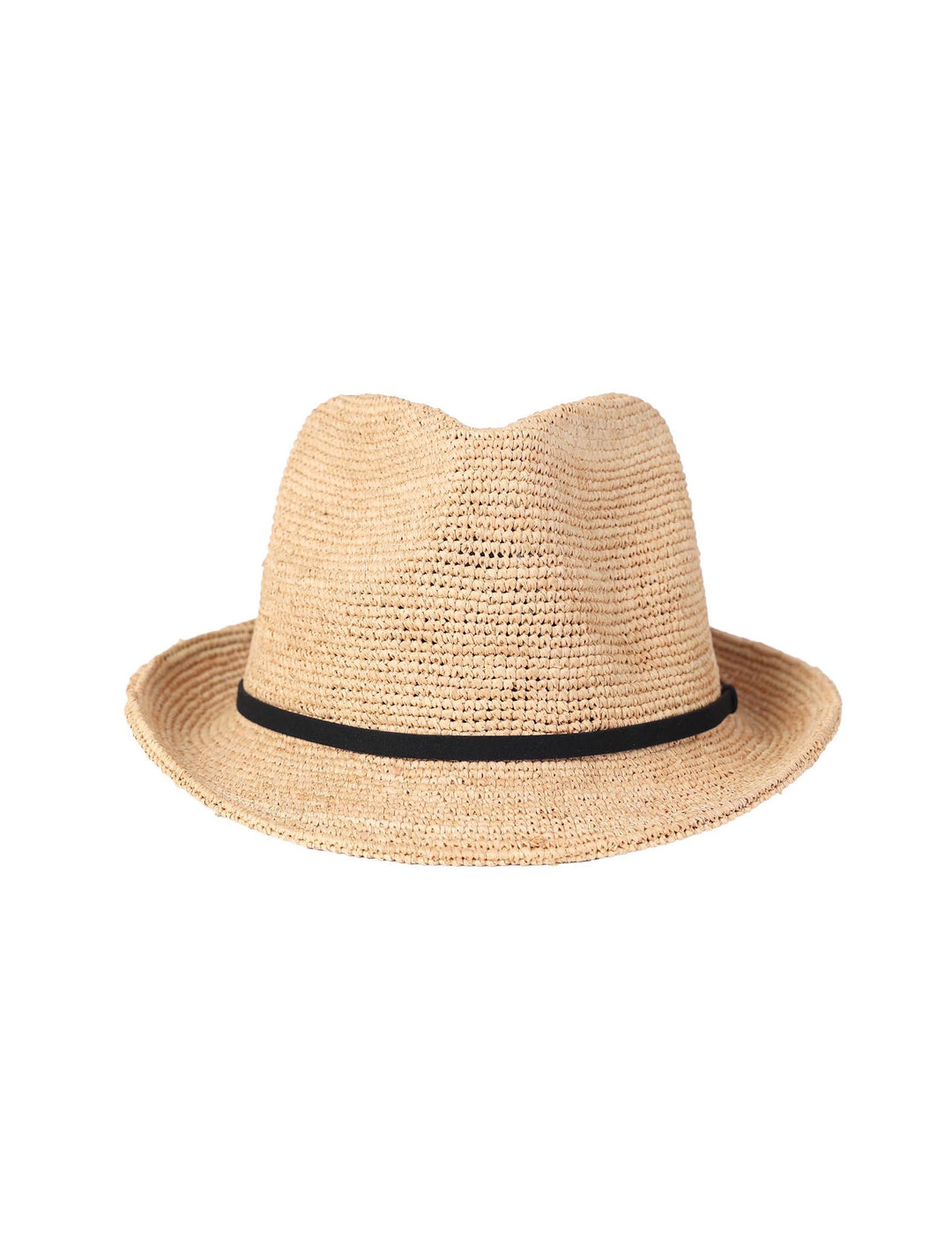 Hand-Crocheted Raffia Trilby Hat – Vegan Leather Trim | Unisex Summer Style