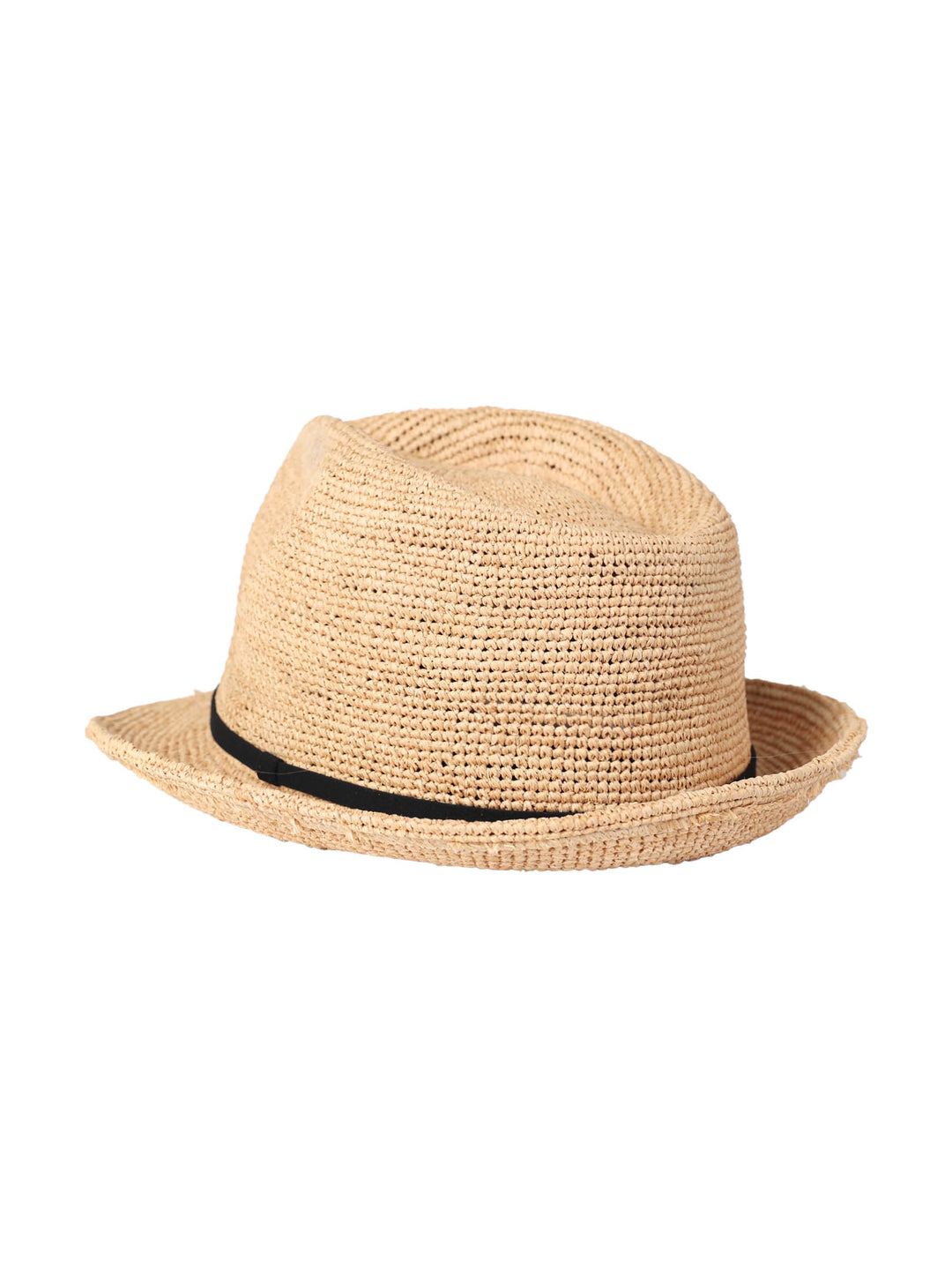 Hand-Crocheted Raffia Trilby Hat – Vegan Leather Trim | Unisex Summer Style