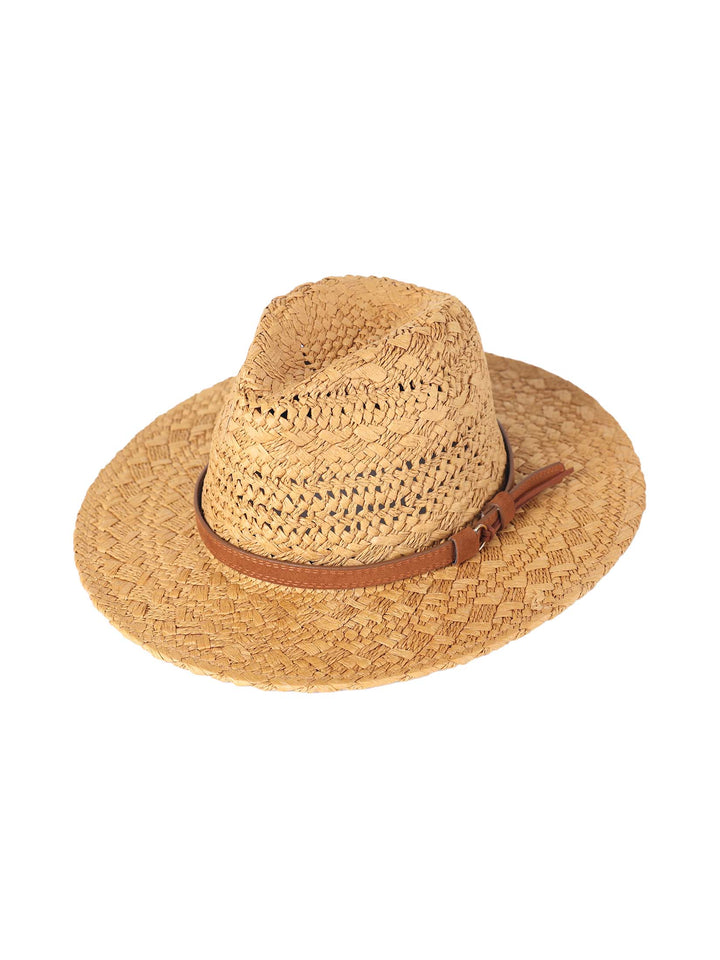 Jamari Paper Straw Fedora Hat – Vegan Leather Belt & Boho Style