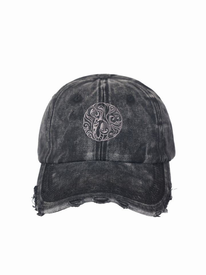 Qujami Logo Cap – Washed Cotton, Distressed Finish