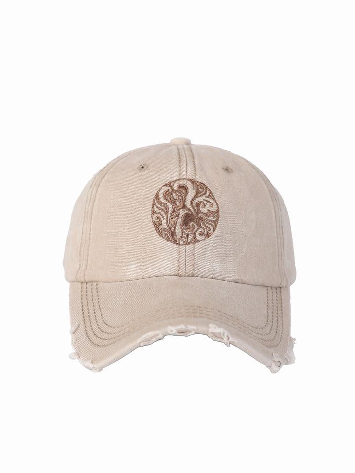 Qujami Logo Cap – Washed Cotton, Distressed Finish
