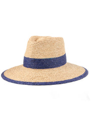 Natural Blue Raffia Hat | Wide Brim Straw Hat