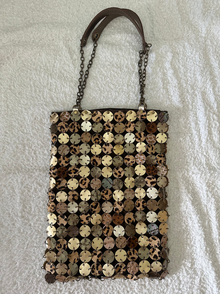 70's dot leather bag | Mix and much leather | Brass & Nickel