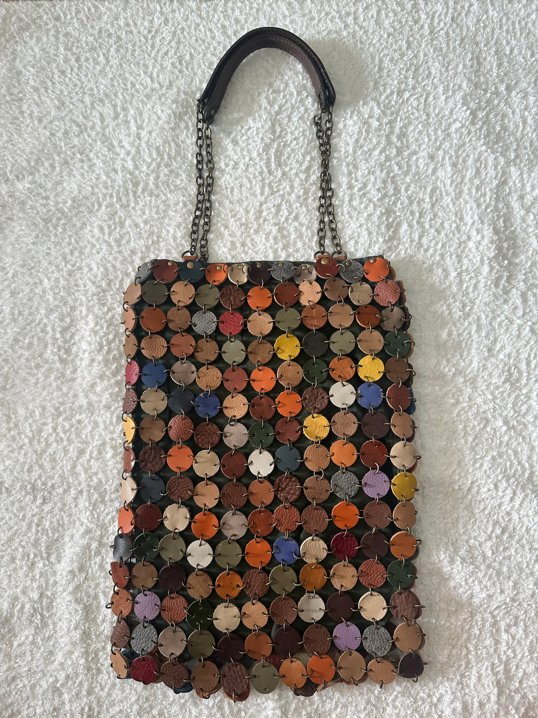 70's dot leather bag | Mix and much leather | Brass & Nickel