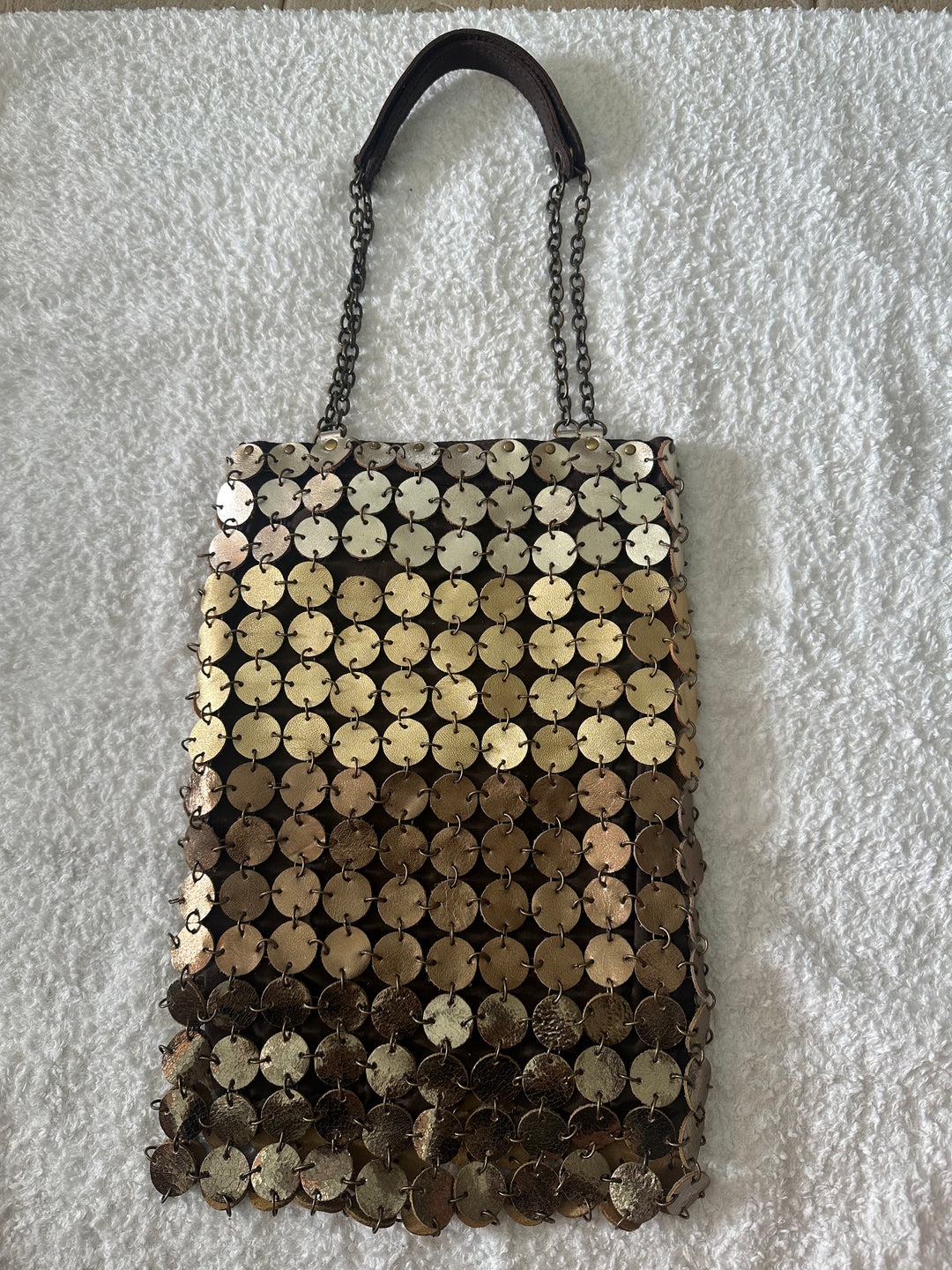 70's dot leather bag | Mix and much leather | Brass & Nickel