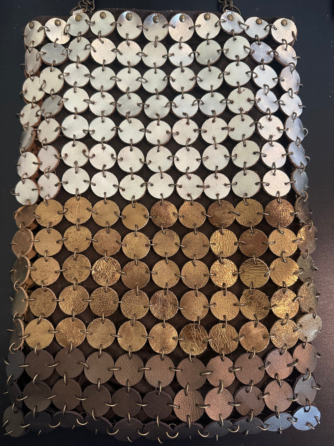 70's dot leather bag | Mix and much leather | Brass & Nickel