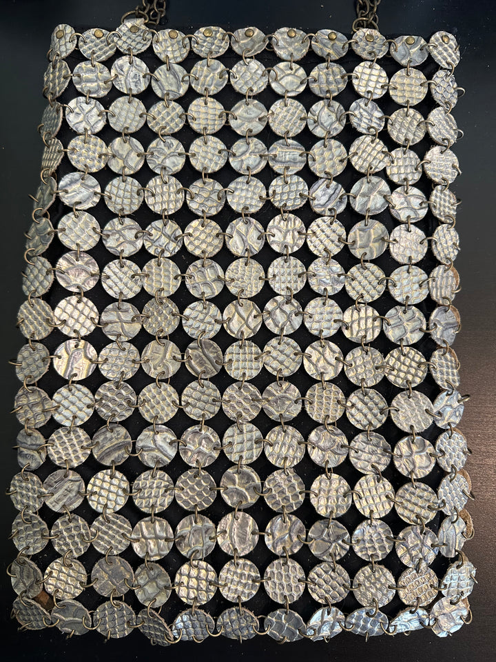 70's dot leather bag | Metallic leather| Brass