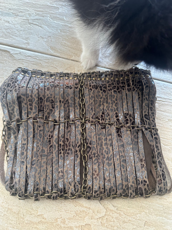 Sleeky funky shoulder & Clutch bag | Embossed, Printed Leather