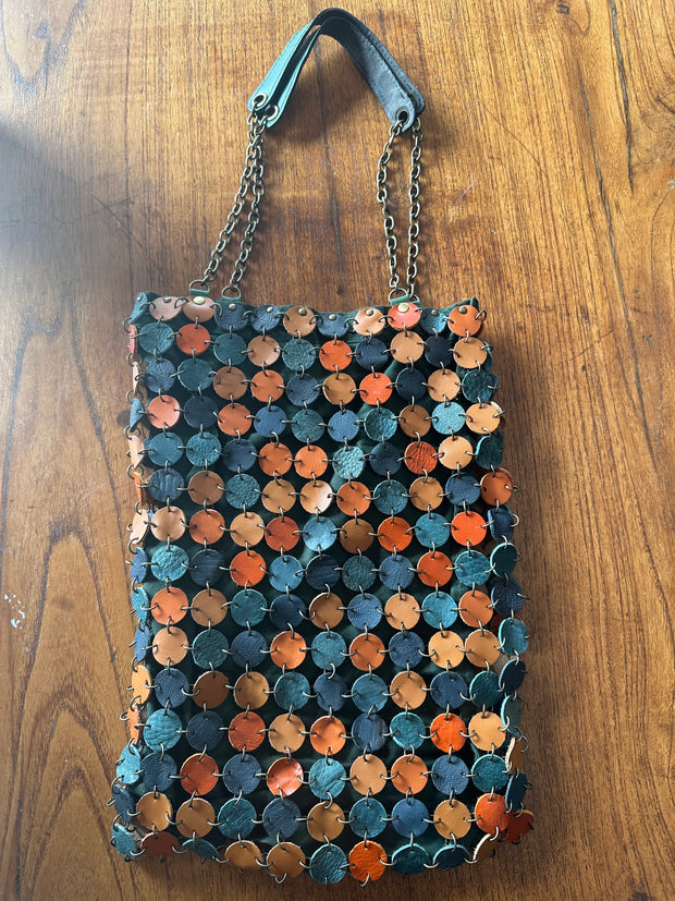 70's dot leather bag | Mix and much leather | Brass & Nickel