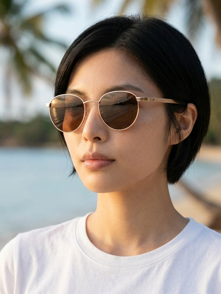 Jachai Metal x Wood Round Sunglasses – Premium Polarized Series