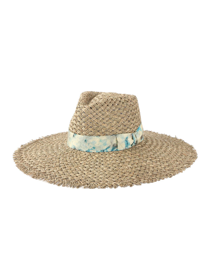 Lunéa - Wide Brim Seagrass straw Hat with Tie-Dye Band by Mossant Paris