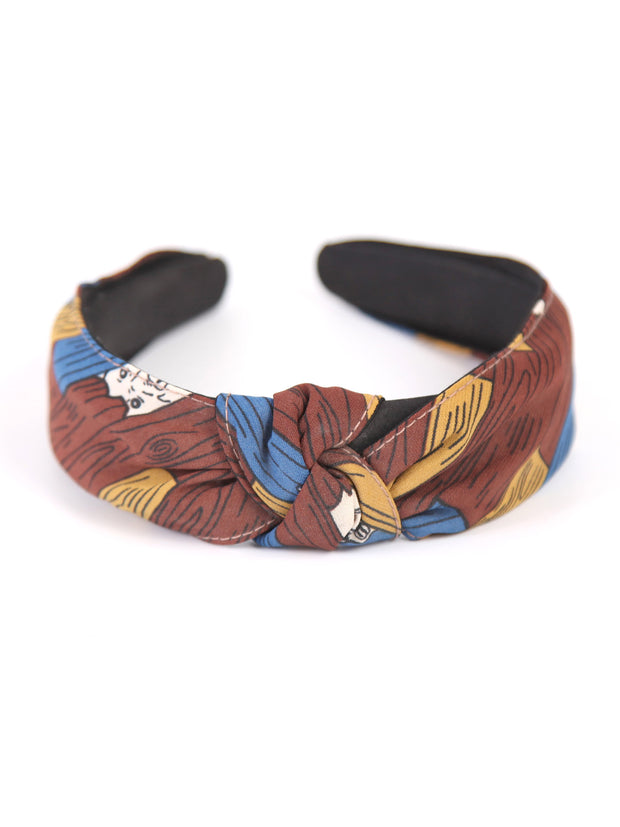 Knotted head band | Vintage printed brown