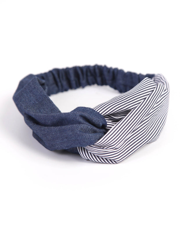 Twist headband | Denim x Hickory pattern