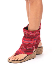 Wedge boho bootie sandals | Red ruby