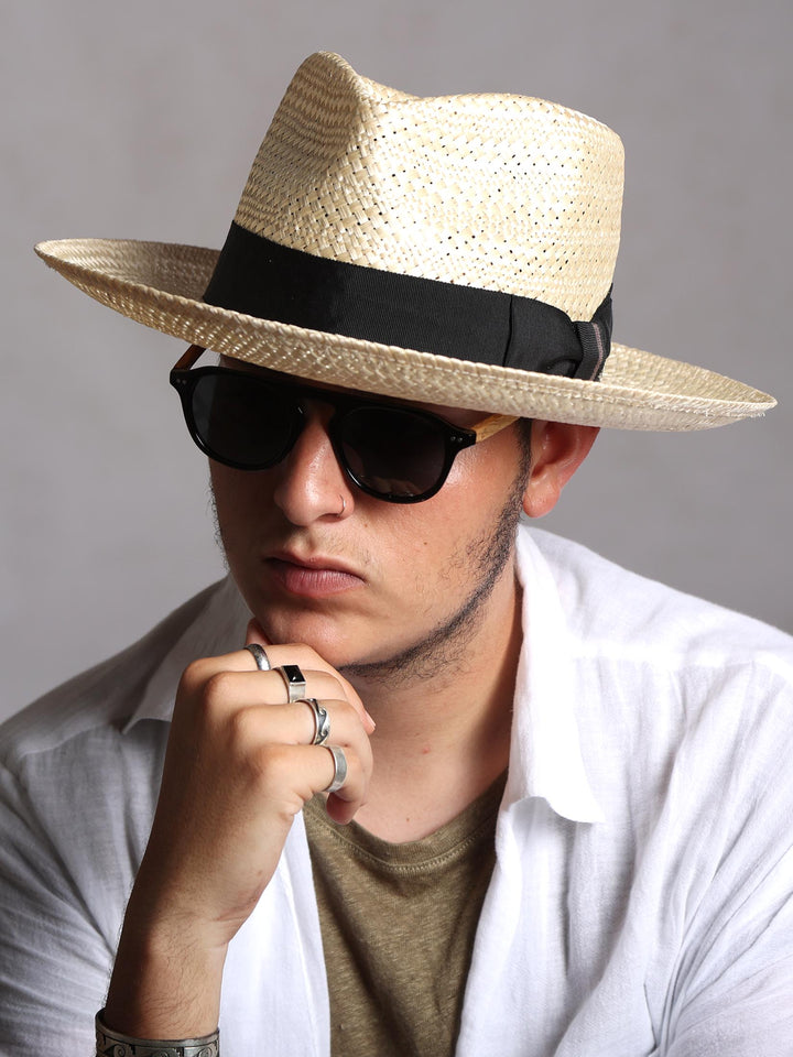 La | Wide Brim Fedora Hat | white Fedora | Mossant Paris | Hemp Straw