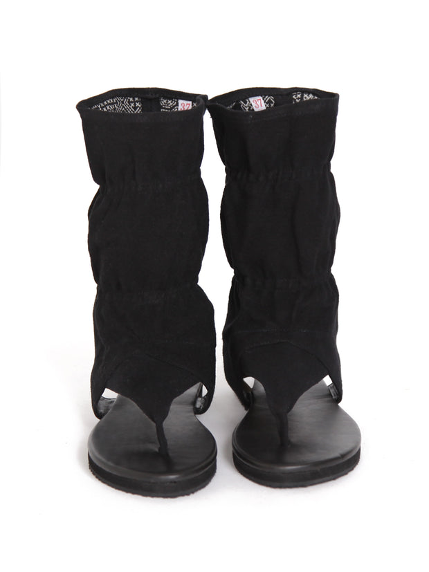 Flat bootie sandals | Black