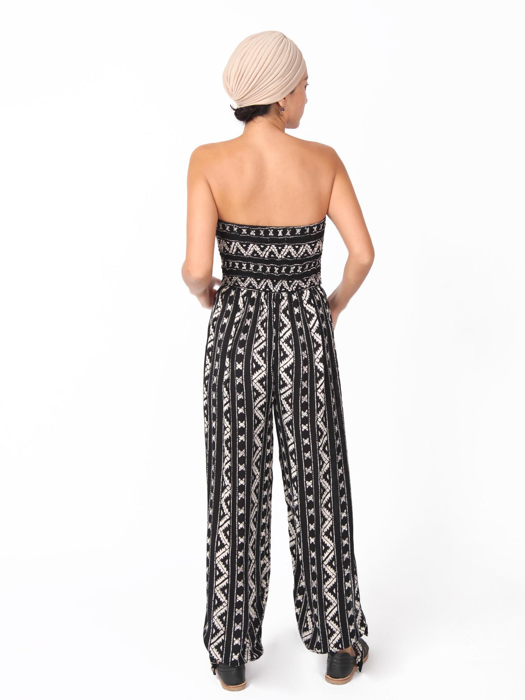 Halona Strapless Smocked Printed Tube Jumpsuits