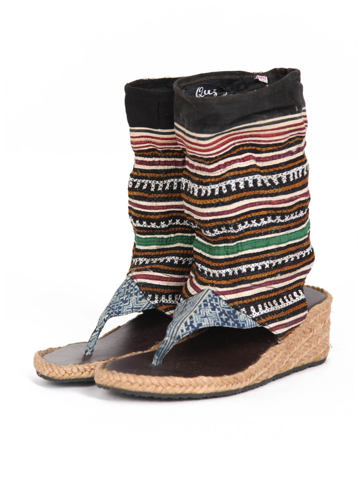 Wedge Bootie Sandal | Vintage Hmong Tribal Print