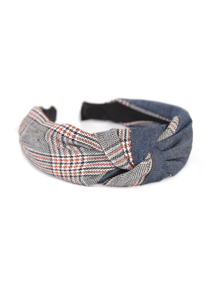 Knotted headbands - Denim x Tartan check