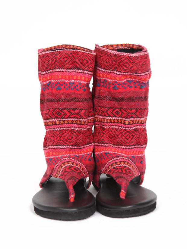Flat boho bootie sandals | Red ruby