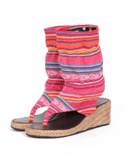 Wedge boho bootie sandals | Pink