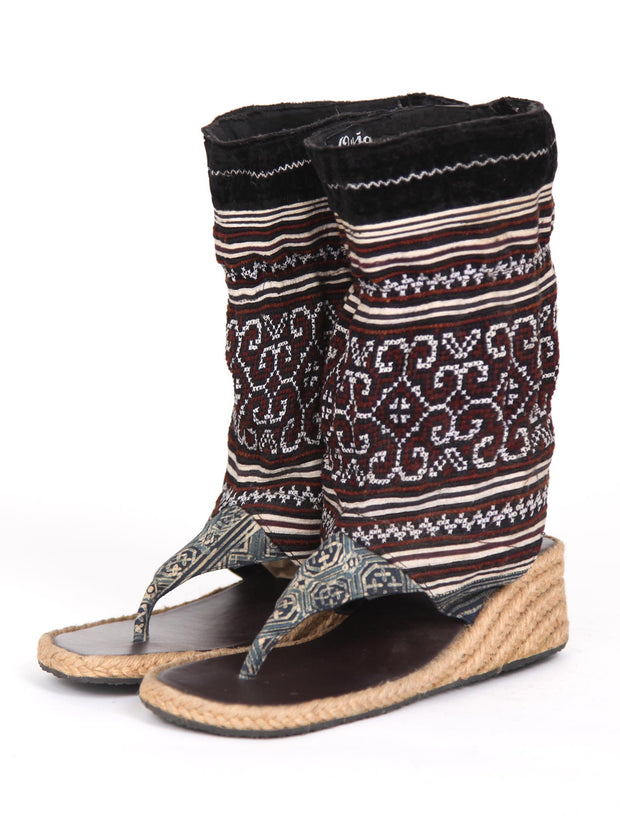 Wedge Bootie Sandal | Vintage Hmong Tribal Print