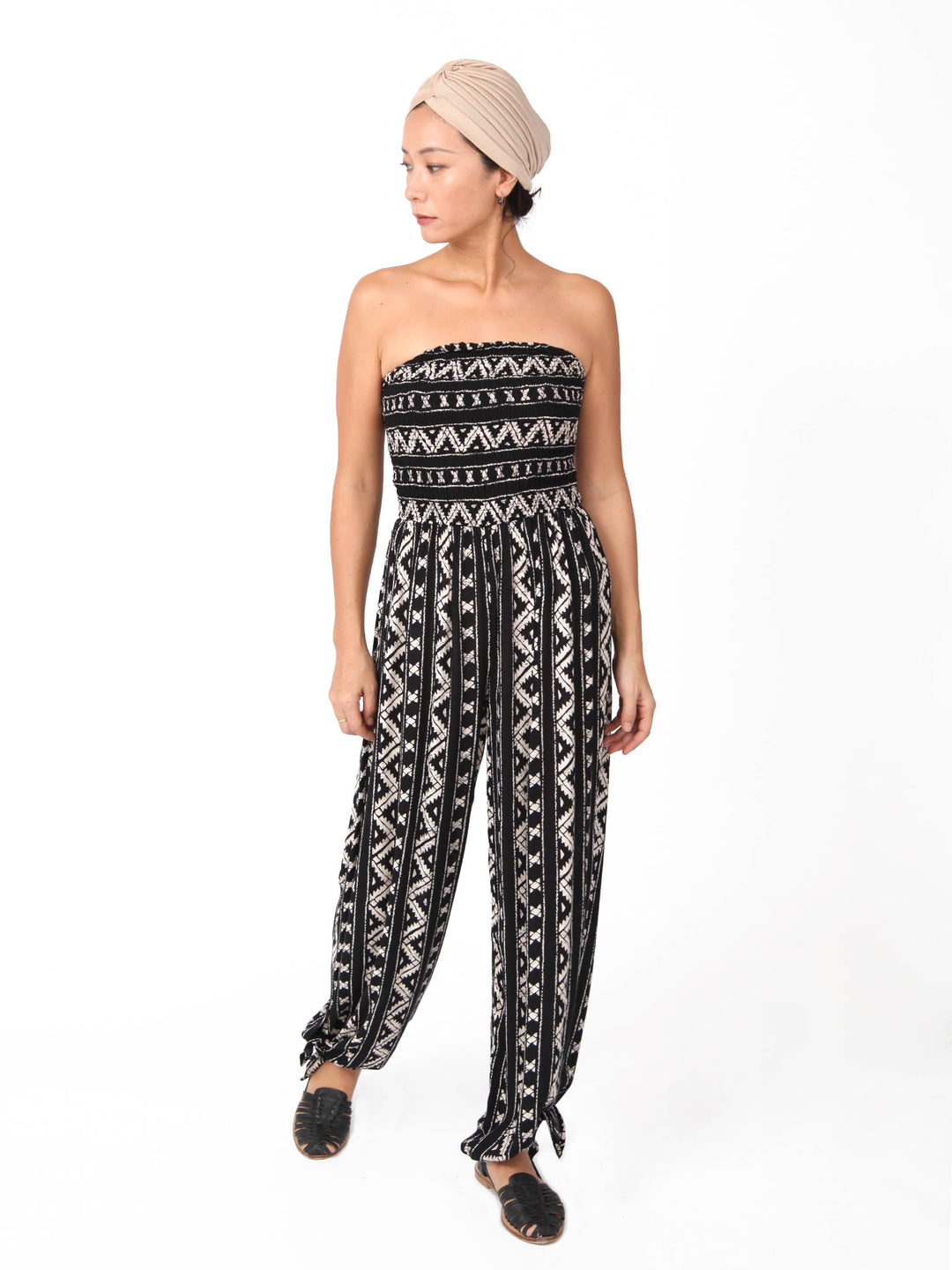 Halona Strapless Smocked Printed Tube Jumpsuits