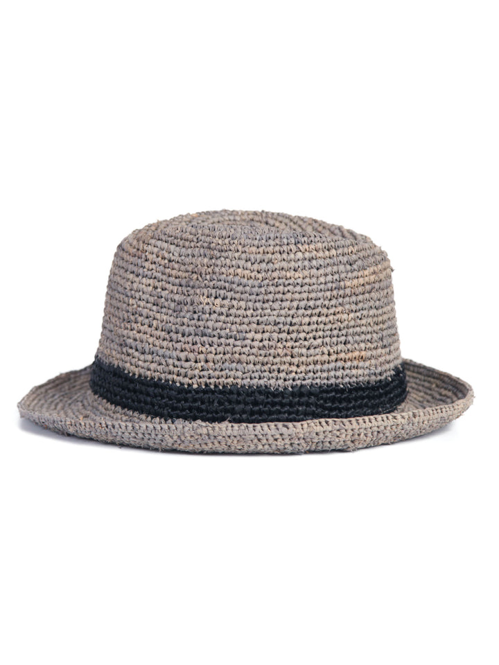 Gray Raffia Fedora Hat