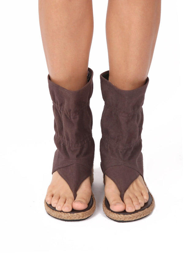 Wedge bootie sandals | Brown sandals