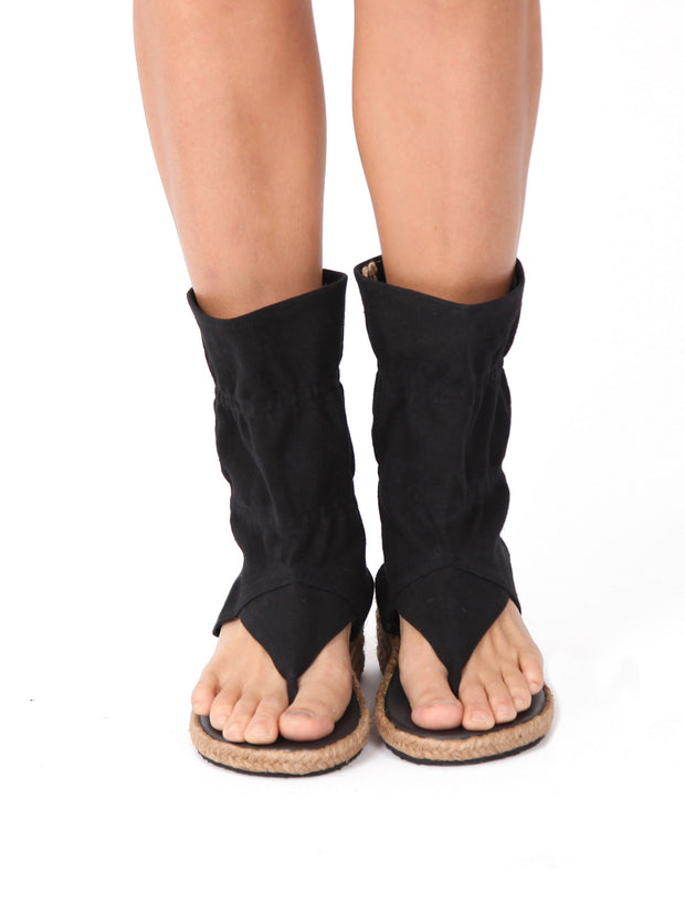 Wedge bootie sandals | Black sandals 