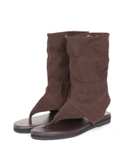 Flat bootie sandals | Brown