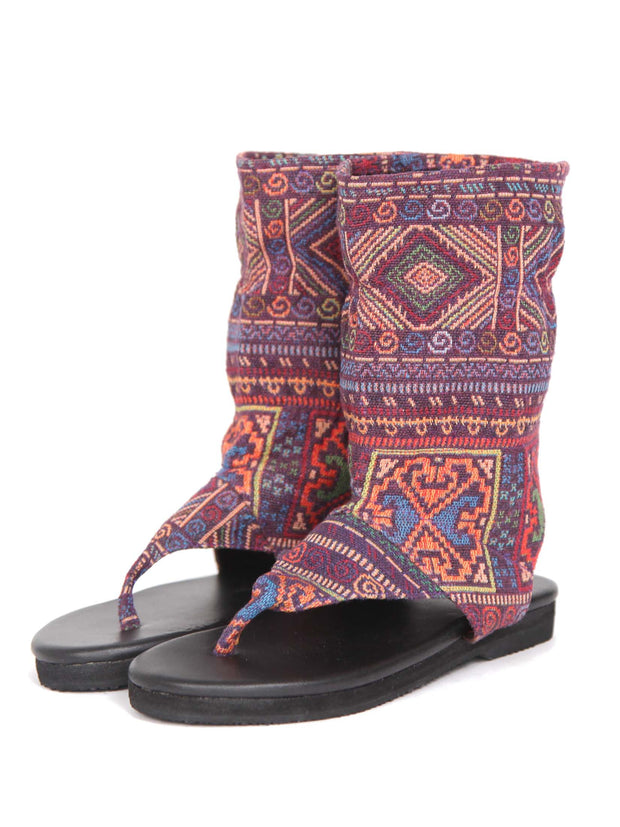 Flat boho bootie sandals | Purple