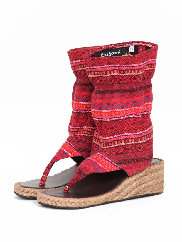 Wedge boho bootie sandals | Red ruby