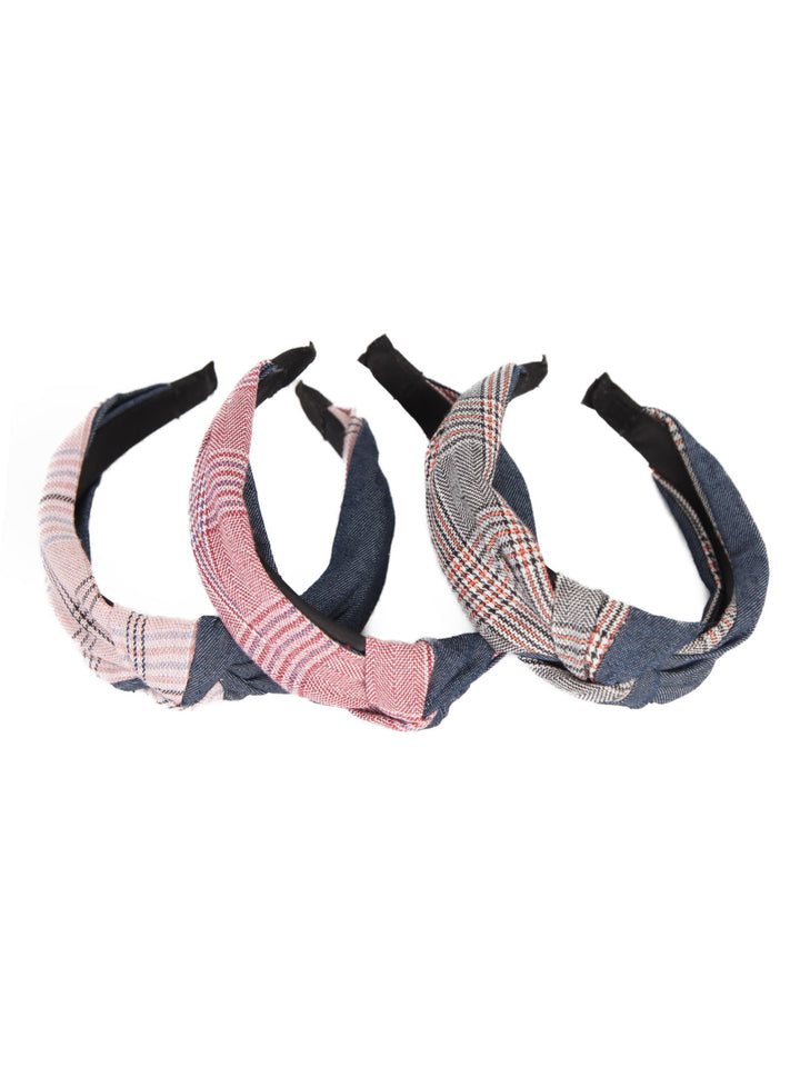 Knotted headbands - Denim x Tartan check