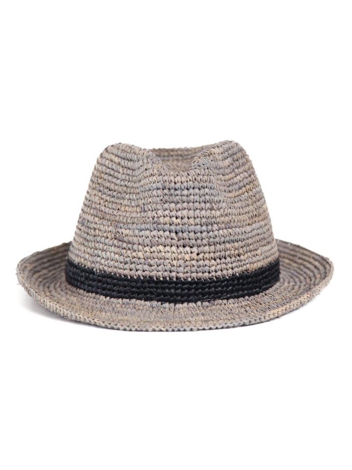 Gray Raffia Fedora Hat