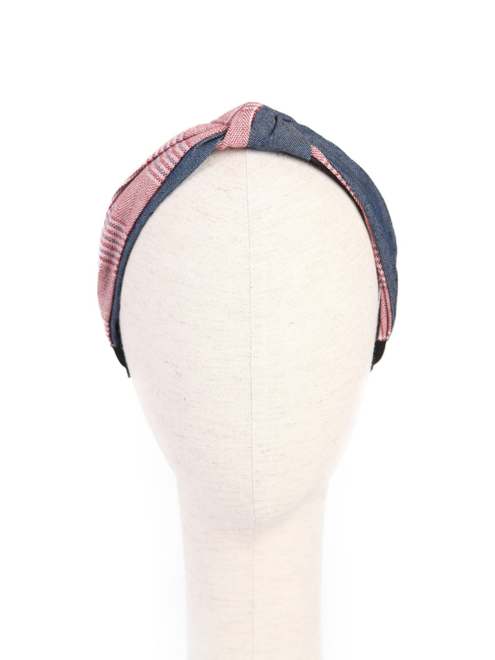 Knotted headbands - Denim x Tartan check