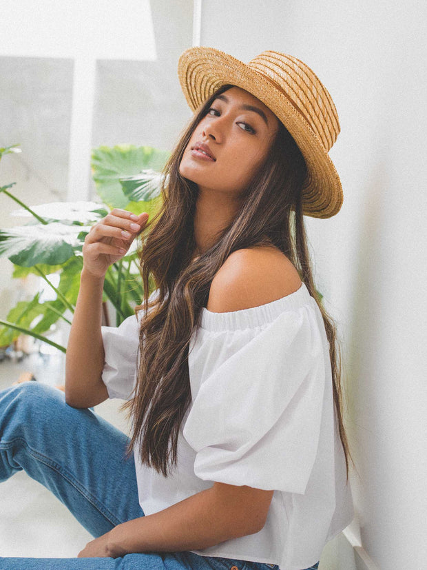 Pam | Boater hat |Wheat straw | Mossant Paris