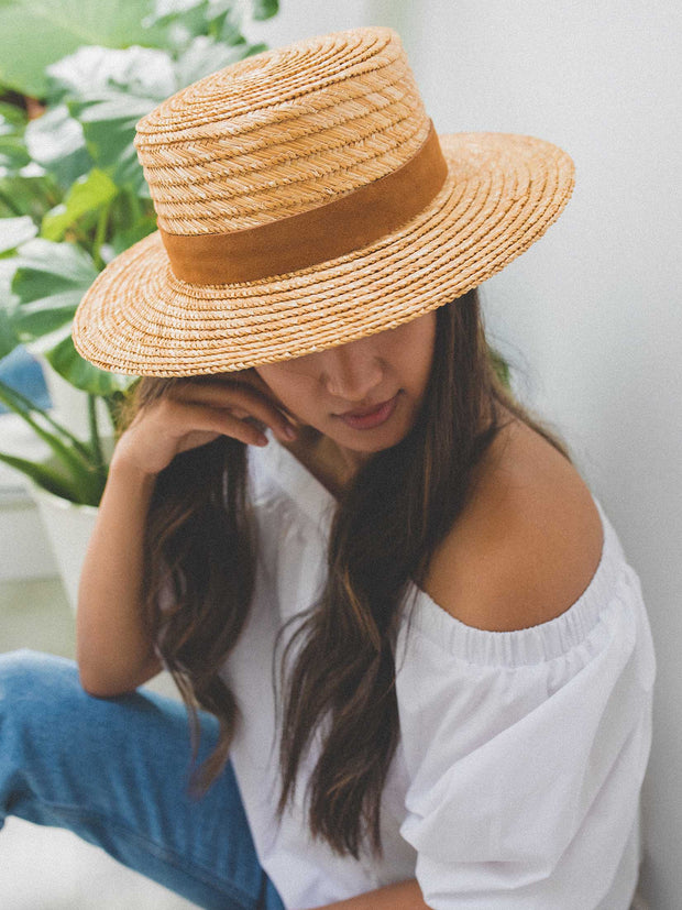 Pam | Boater hat |Wheat straw | Mossant Paris