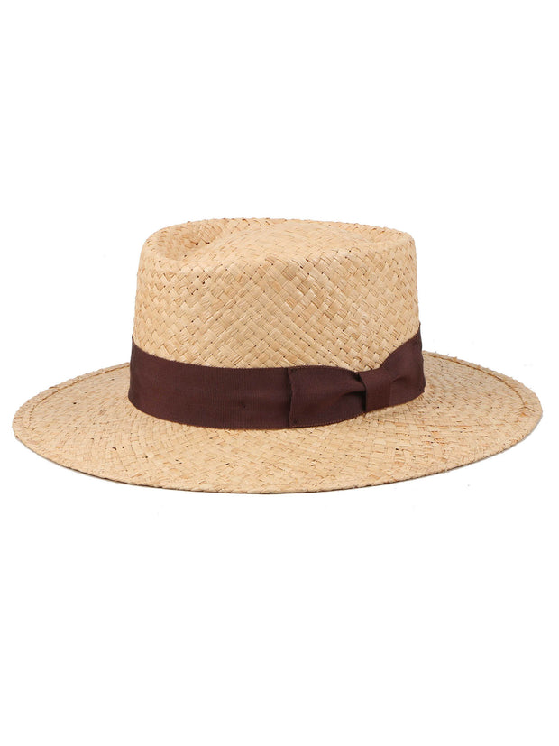 Raffia straw boater Hat 