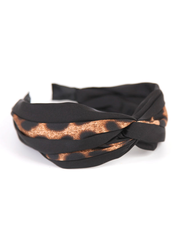 Twisted headband | Leopard satin