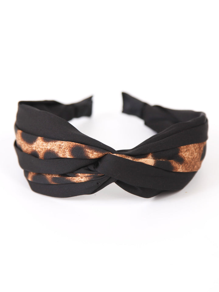 Twisted headband | Leopard satin