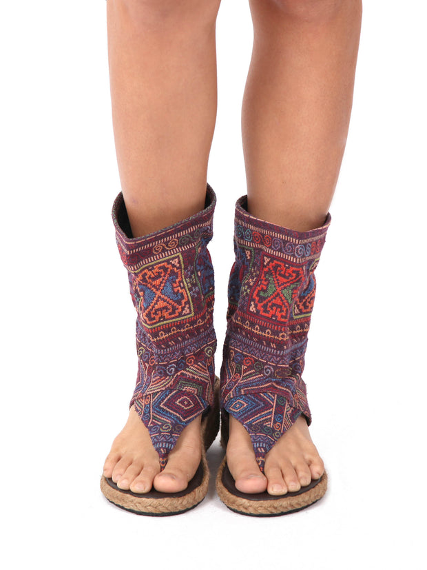 Wedge boho bootie sandals | Purple